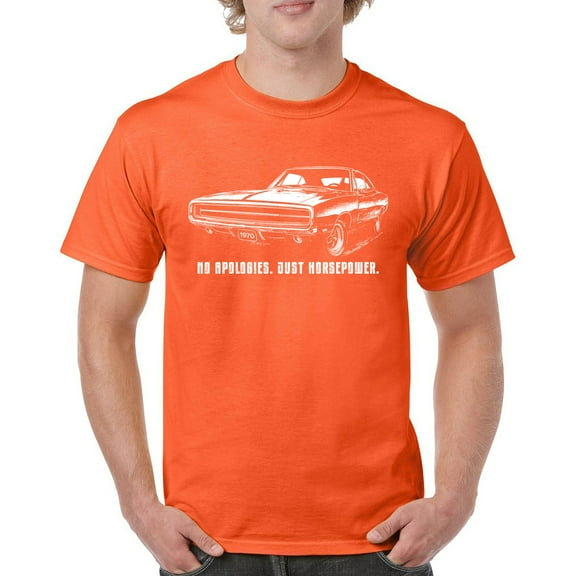 No Apologies Just Horsepower T-shirt Vintage 1970 Muscle Car Retro Classic American Power Performance Men's Tee