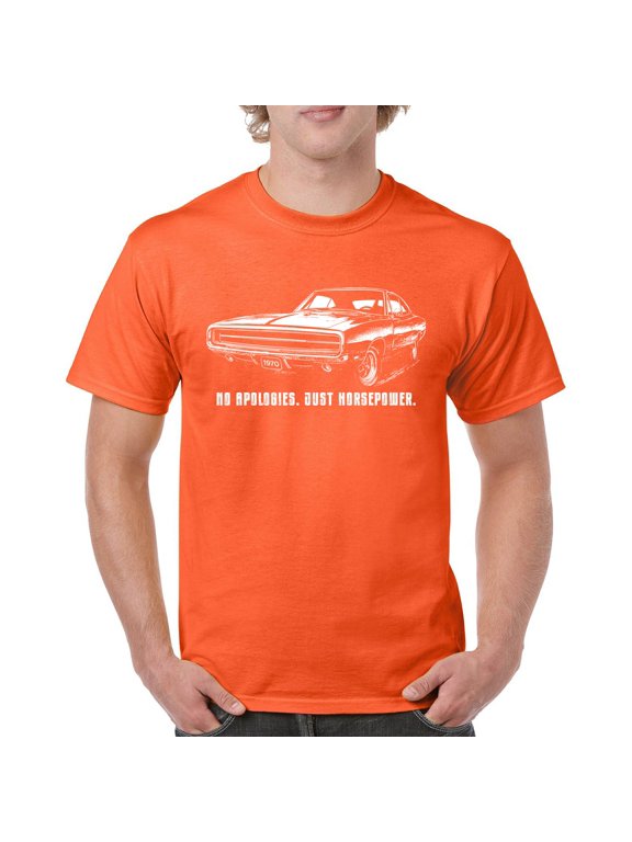 No Apologies Just Horsepower T-shirt Vintage 1970 Muscle Car Retro Classic American Power Performance Men's Tee