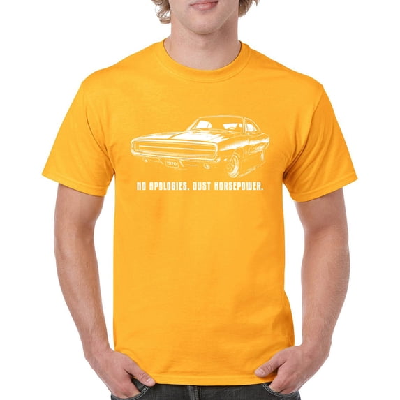 No Apologies Just Horsepower T-shirt Vintage 1970 Muscle Car Retro Classic American Power Performance Men's Tee