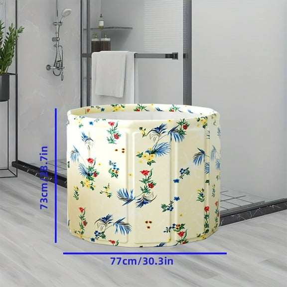 No-Assembly Foldable Shower Tub - Portable Space-Saving Bathtub with Soft Lid, Design & Easy Foldable Mechanism for,, Small Bathrooms - /Outdoor Use (Bathtub Compatibility Not Included)