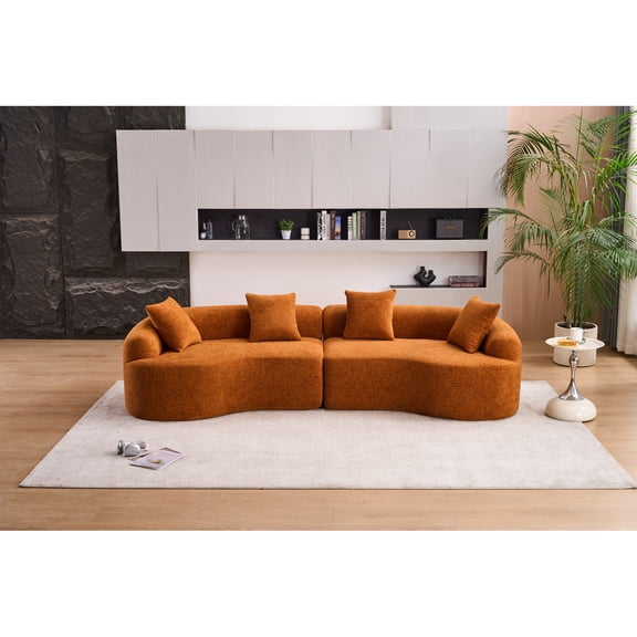 No Assembly Hassle - A 4 - Seater Orange Sofa for Primary Living Space