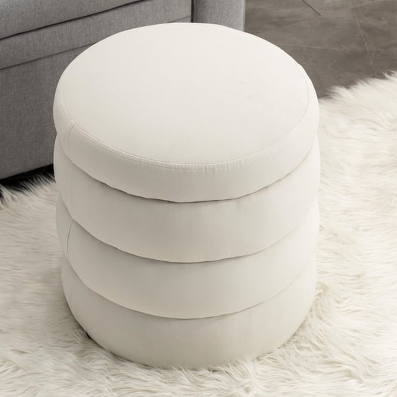 No Assembly Required, 250lbs Capacity - Ivory Ottoman for Home