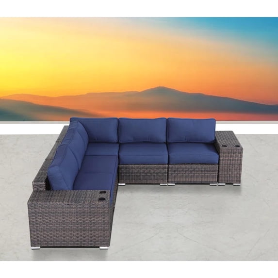 No Assembly Required/For Outdoor Living Spaces/4-Person Rattan Seating Group with Stain-Resistant Cushions