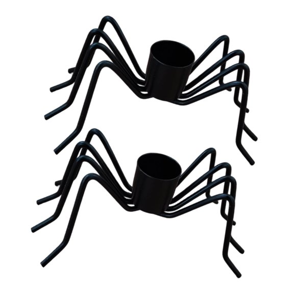 No-Assembly Spiders Holders, 2-Piece Iron Tapered Stand Set for Halloween Candlestick Displays and Themed Parties Decoration