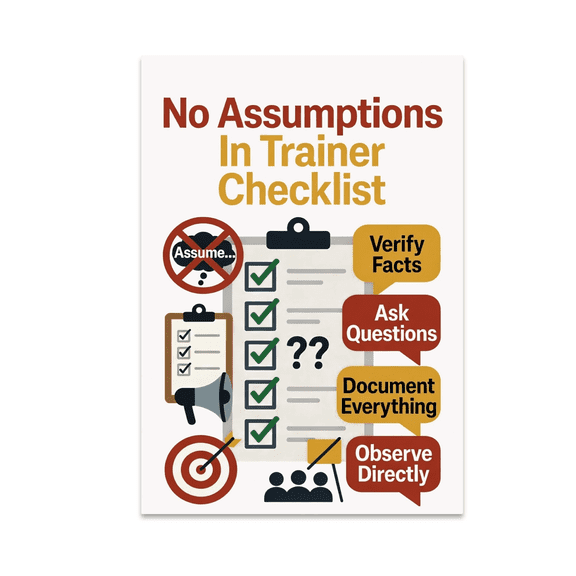No Assumptions In Trainer Checklist - Trainer Clarity Guide - 13x19 Poster Print