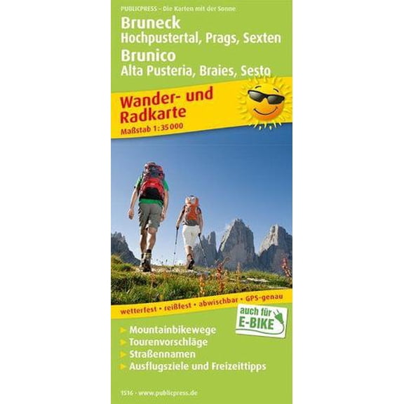 No Author Bruneck / Brunico, hiking and cycling map 1:35,000 (Paperback)