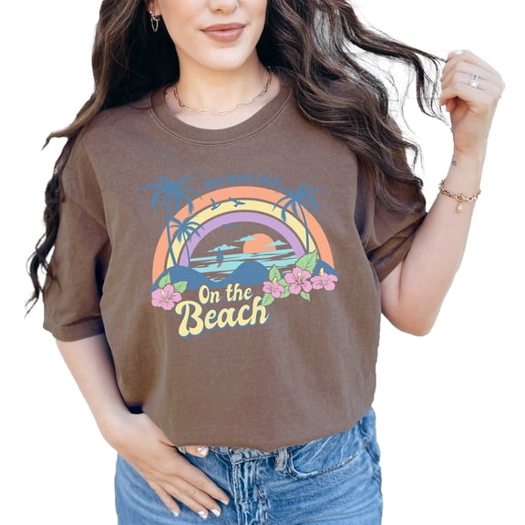 No Bad Day on the Beach, Retro Tropical & Summer Art, Espresso Comfort Colors T-Shirt, XL