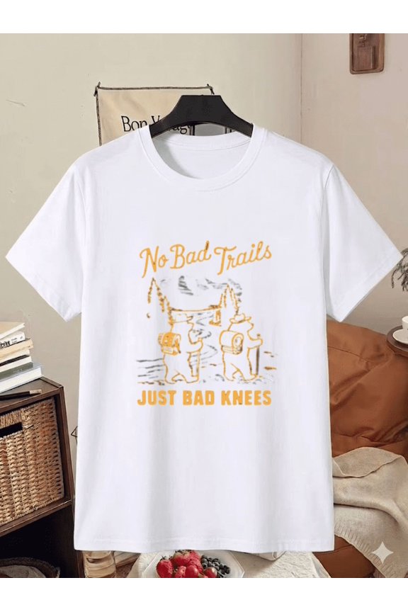 No Bad Trails Just Bad Knees Hiking Bear T-Shirt, for men & women, S-5XL