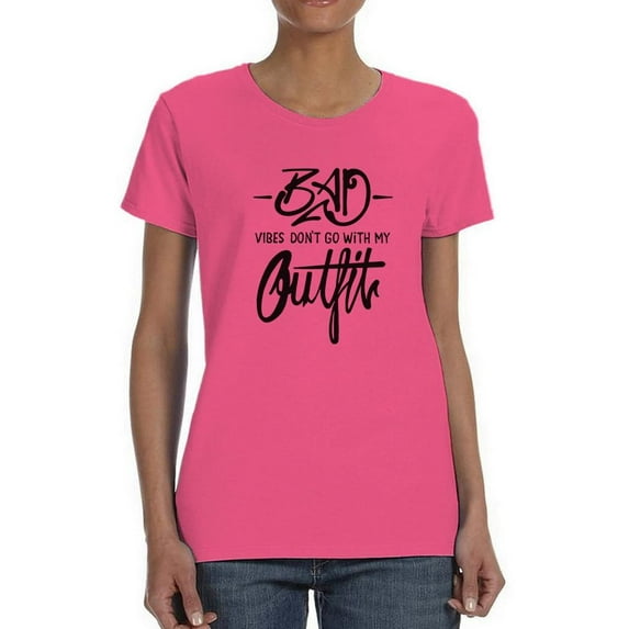 No Bad Vibes Shaped T-Shirt Women -Image by Shutterstock, Female Medium