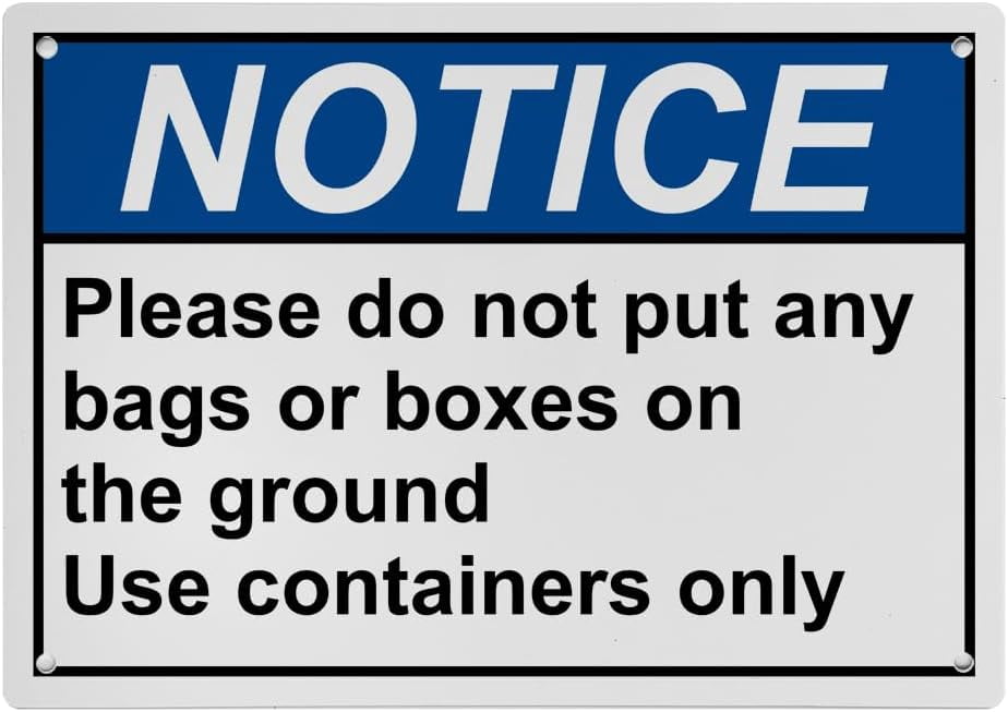 Do Not Store Boxes Sign No Bags Boxes on Ground Sign, Industrial Policies Regulations Sign 8 ...