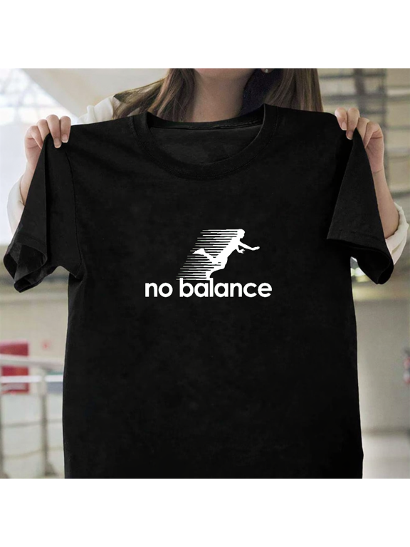 No Balance Funny Parody Humor Graphic Gym Exercise Workout Unisex T-Shirt, up to size 3XL.