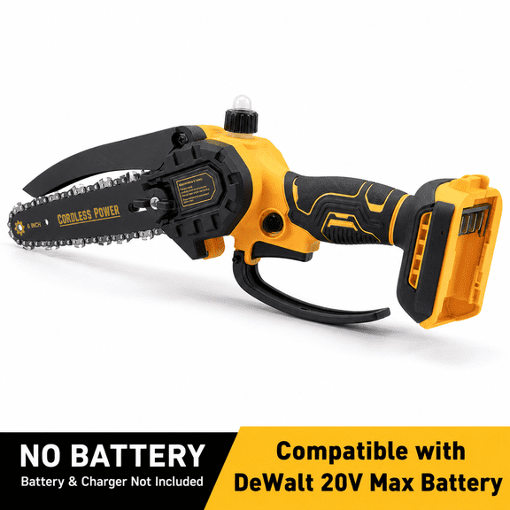 No Battery, 6-Inch Cordless mini Chainsaw, 20V, Compatible with DeWalt Battery, 3500 RPM