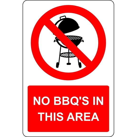 No Bbq'S in This Area Fire Safety Sign Metal Size: 8 x 12 inch