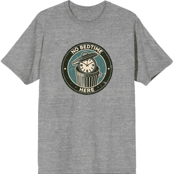 No Bedtime Here
Adult Heather Gray Crew Neck Short Sleeve Tee-Small