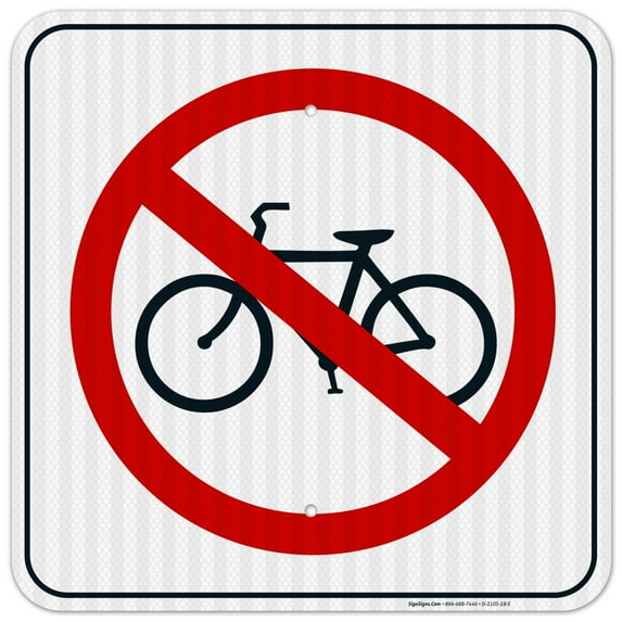 No Bikes Sign, No Bike Symbol Sign,