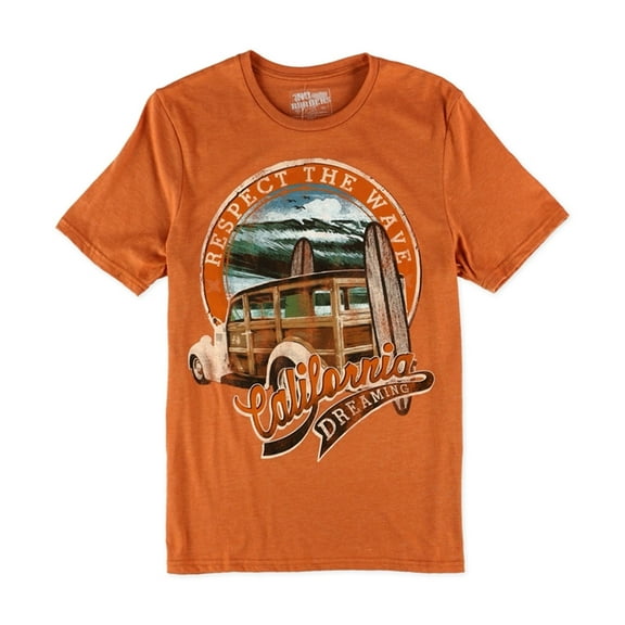 No Borders Mens California Dreaming Graphic T-Shirt, Orange, Small