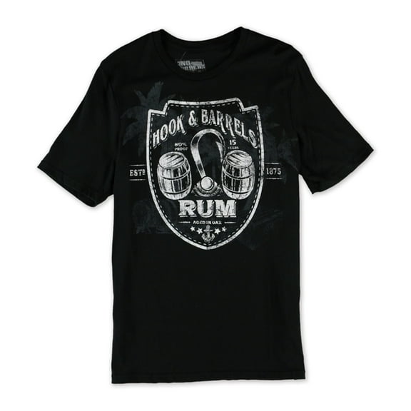 No Borders Mens Hook & Barrels Rum Graphic T-Shirt, Black, Small