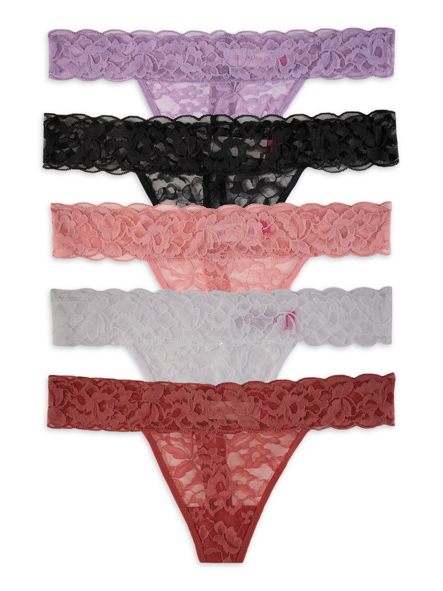 No Boundarie's Women's Lace Thong Panties, 5-Pack