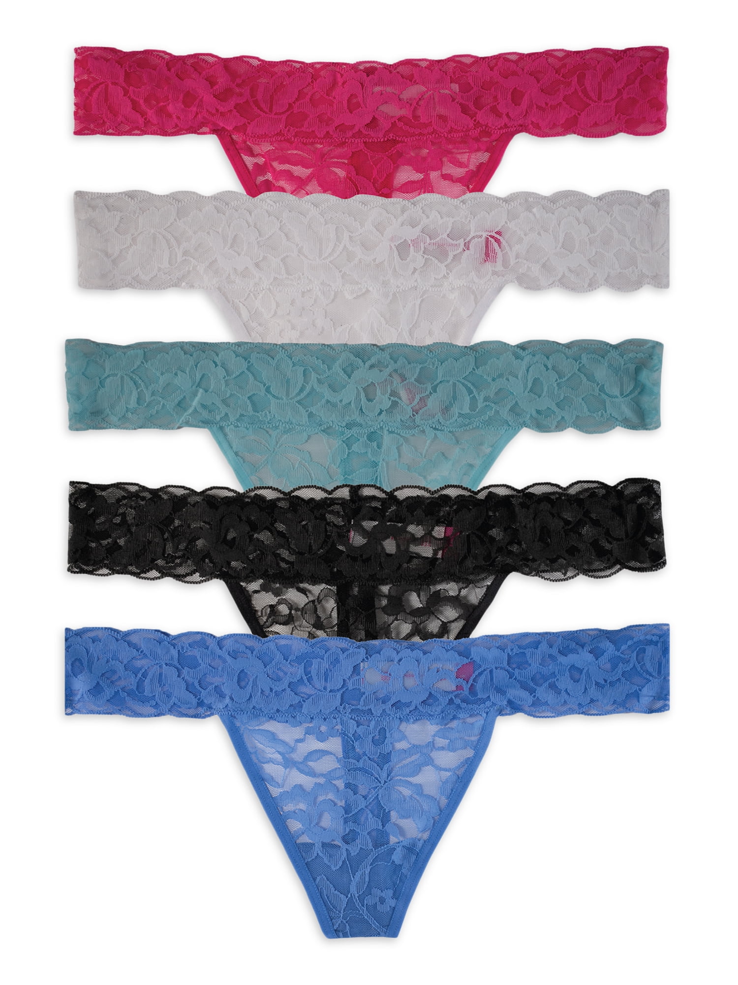 No Boundarie's Women's Lace Thong Panties, 5-Pack