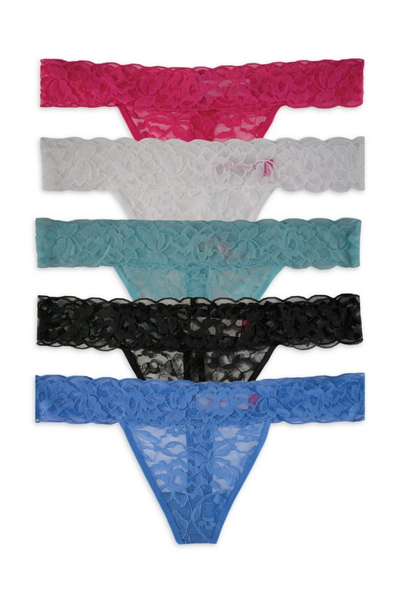 No Boundarie's Women's Lace Thong Panties, 5-Pack