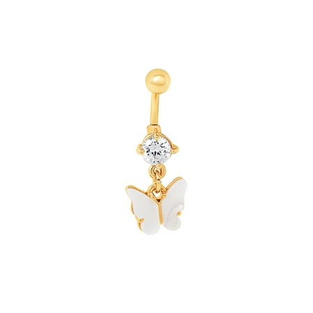 No Boundaries 14G Cubic Zirconia Butterfly Belly Ring
