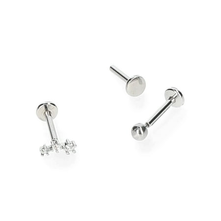 No Boundaries Women's 16G Cartilage CZ Stud Pack, 3-Piece Set