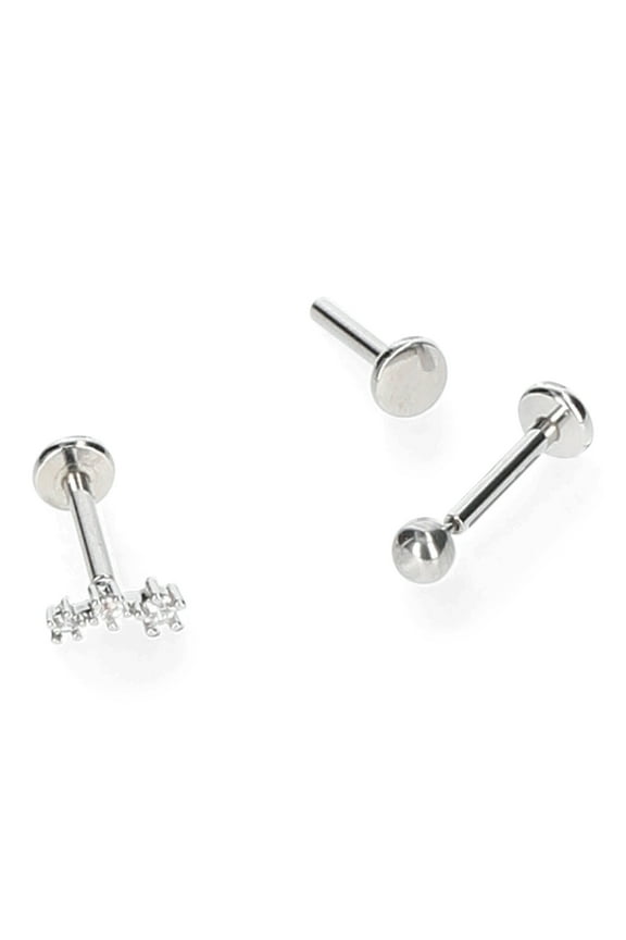 Women's 16G Cartilage CZ Stud Pack, 3-Piece Set