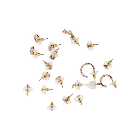 No Boundaries Women's Assorted Gold Tone and Crystal Studs and Hoop Earrings, 18 Piece Set
