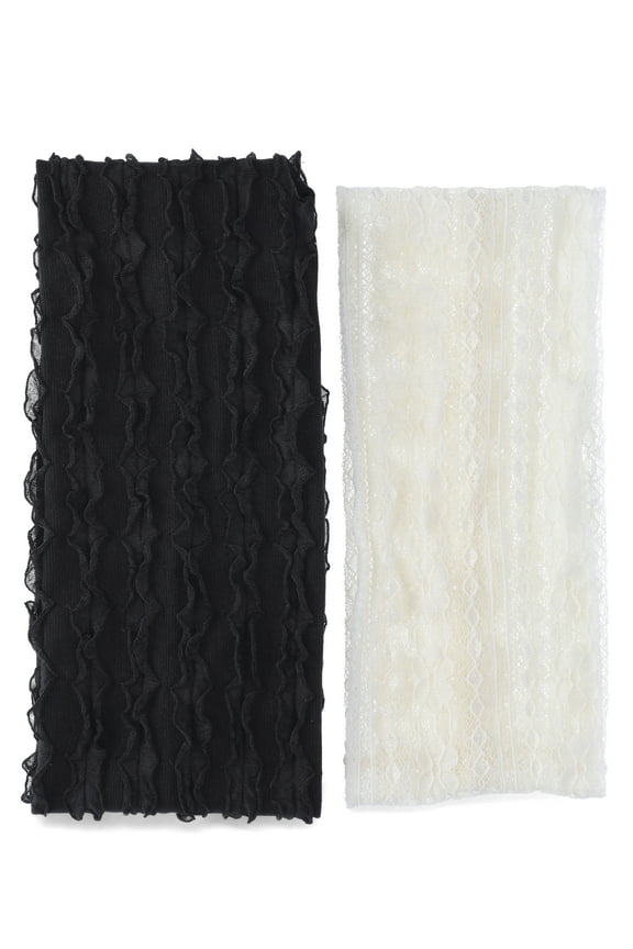 2 Pack Lacey Headwrap, Black/Ivory