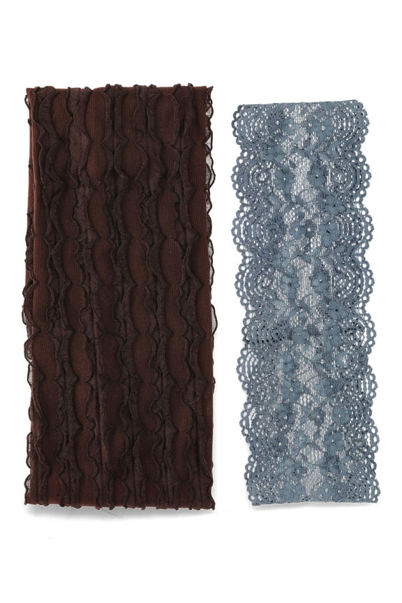 2 Pack Lacey Headwrap, Grey/Brown