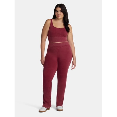 No Boundaries Seamless Scoop Cropped Tank and Flare Leggings Set, 2-Piece, Women’s