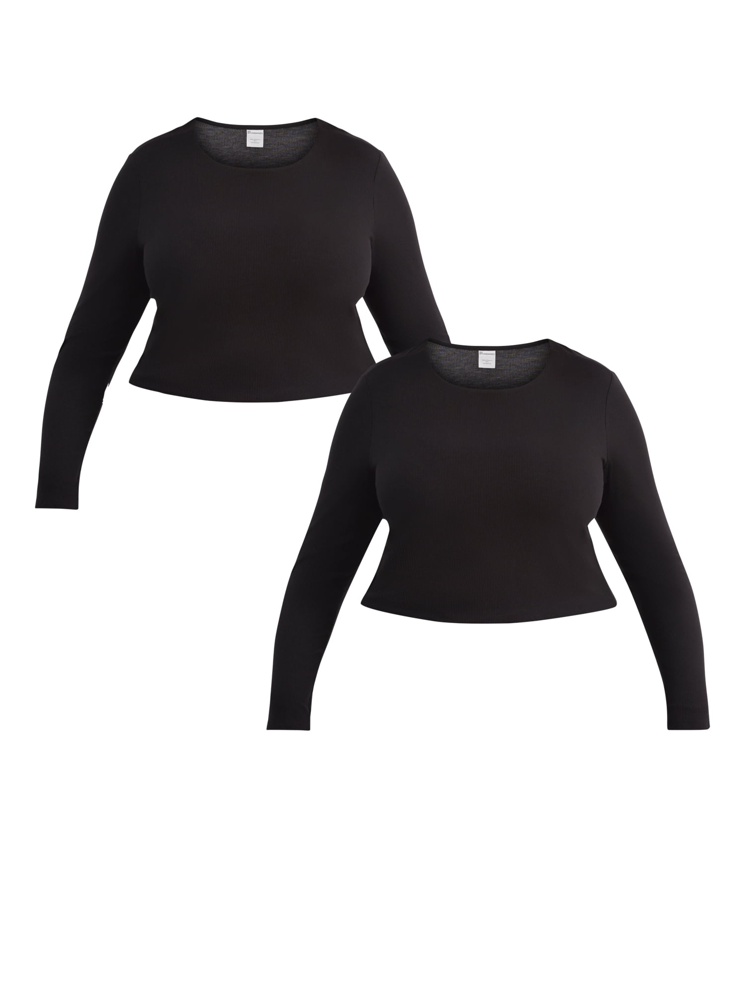 No Boundaries Juniors' Long Sleeve Crew Neck Rib Tee No Boundaries Juniors' Long Sleeve Crew Neck Rib Tee