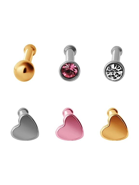 Women's 20G Nose Stud Multi Pack, 6-Piece Set