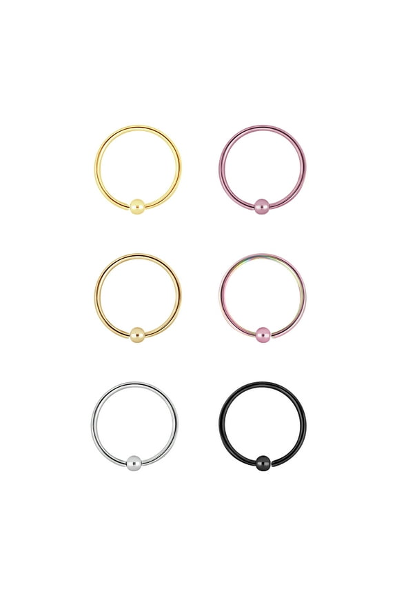 Womenn's 20G Nose Ring Pack, 6-Pack, Women's