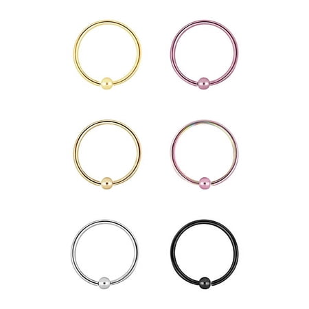 No Boundaries, 20G Nose Ring Set, 6 Pack