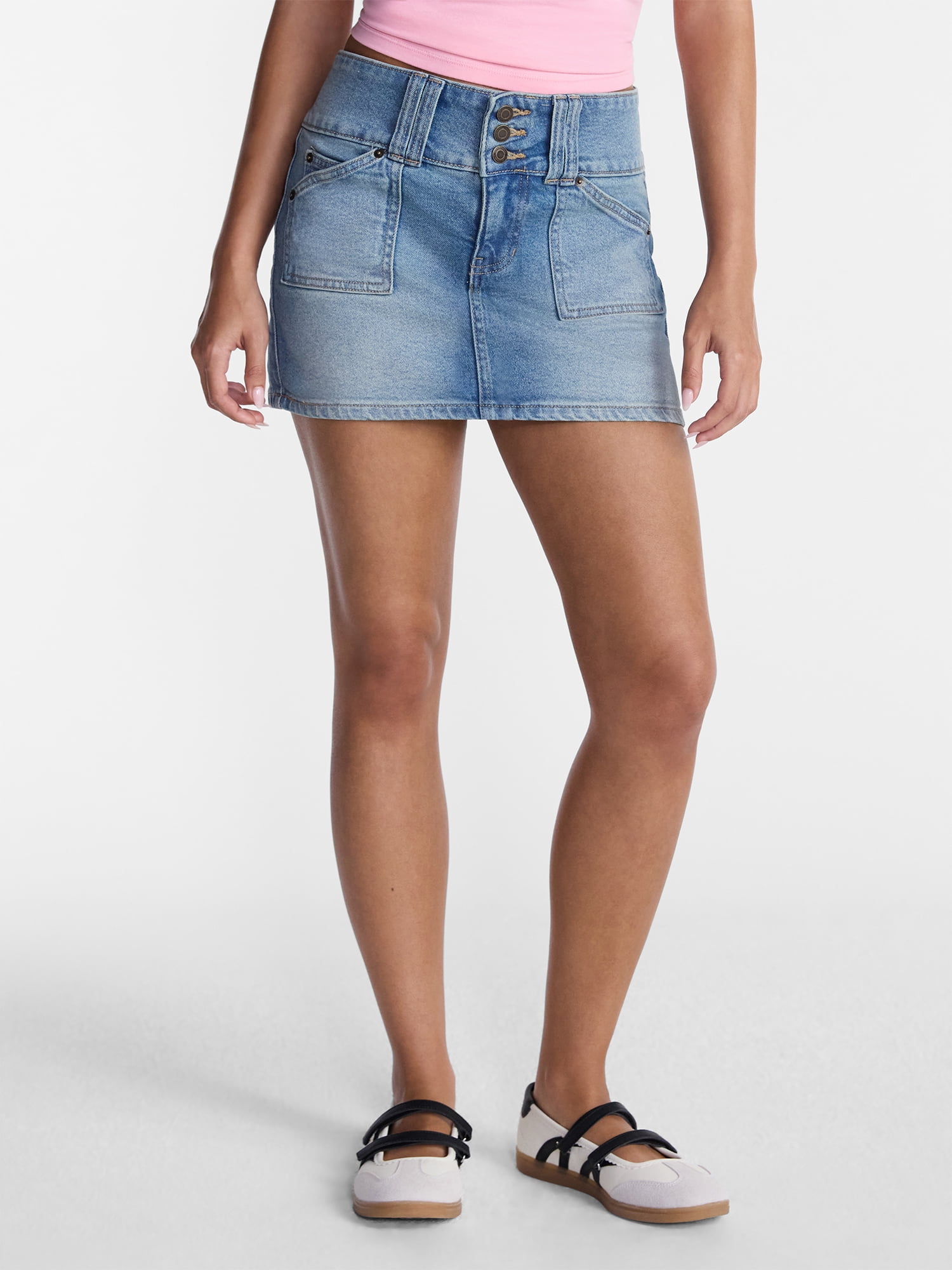 No Boundaries Three Button Mini Skort, Women's Sizes 00-20
