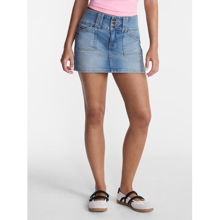 No Boundaries Three Button Mini Skort, Women's Sizes 00-20