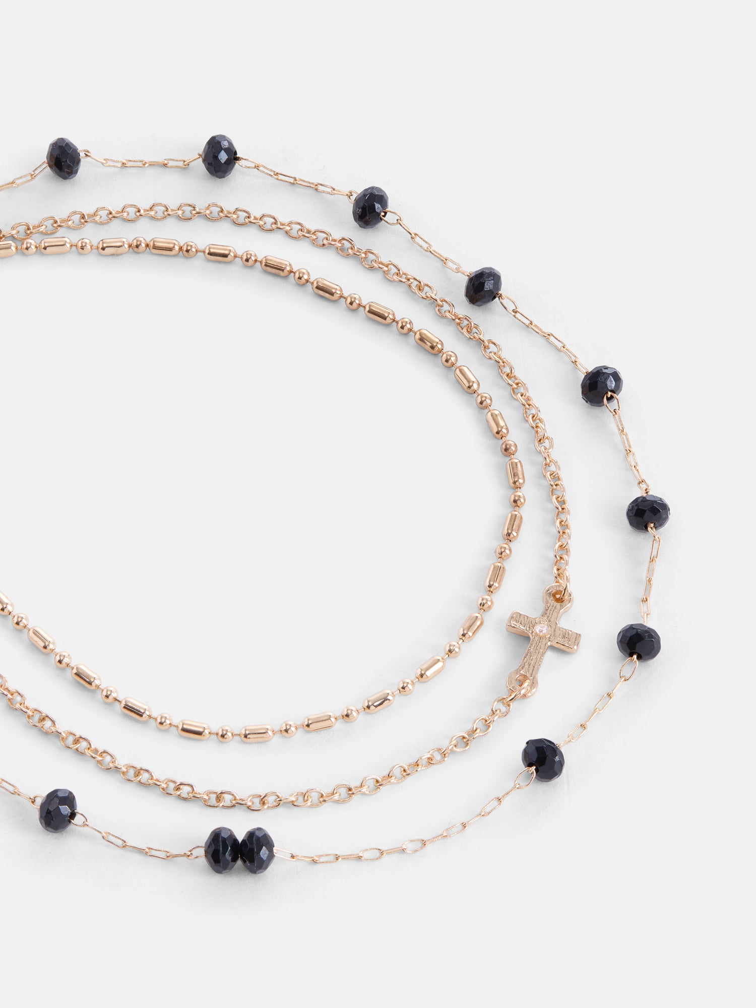 No Boundaries Cross and Beaded Anklet Set, 3-Piece, Women's