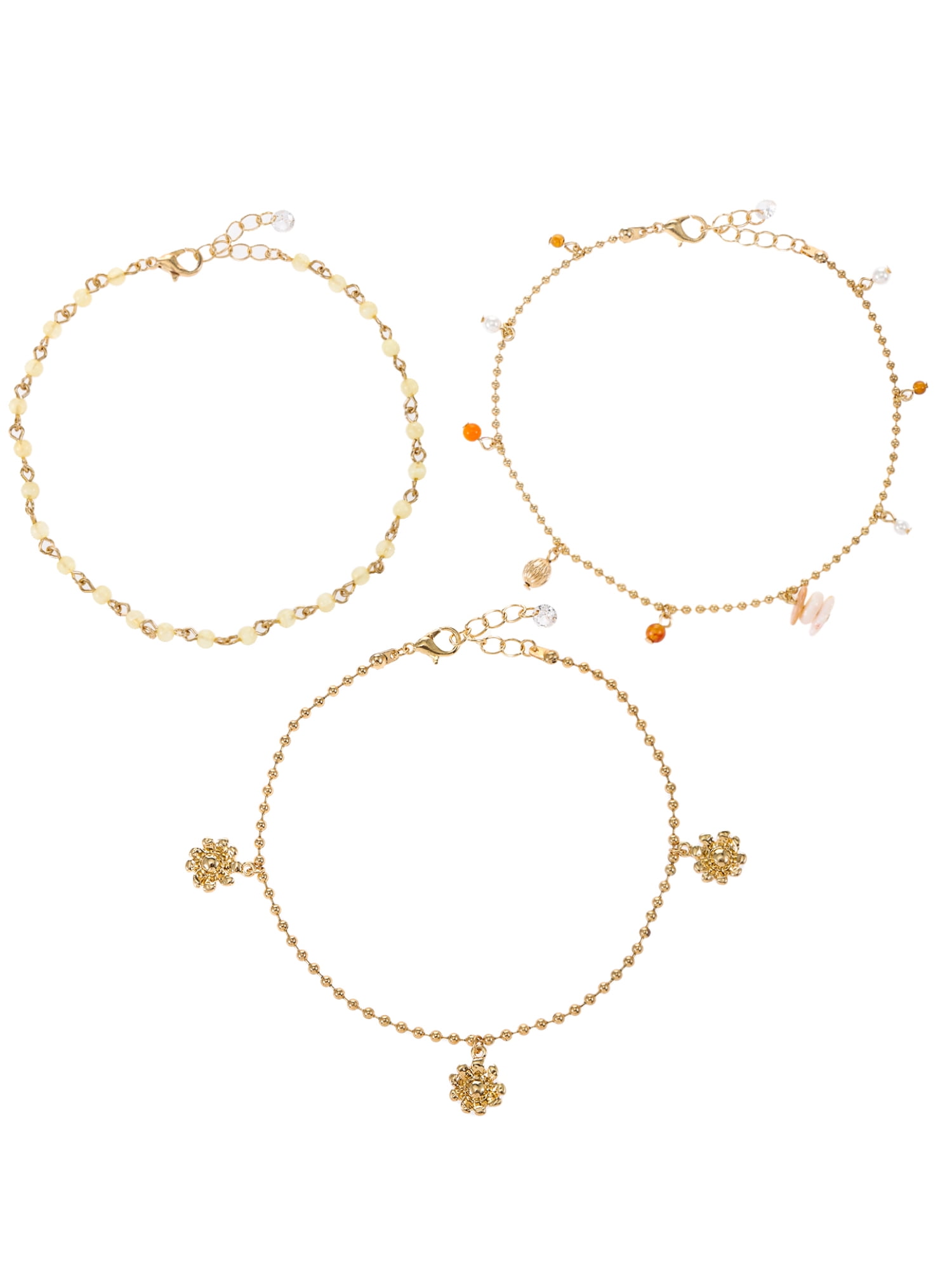 No Boundaries 3 Piece Multicolor Anklet Set