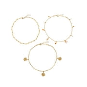 3 Piece Multicolor Anklet Set