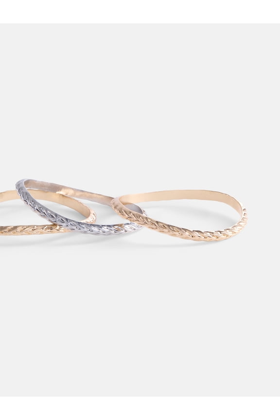Wavy Bangle Bracelet Set, 3-Piece, Women's