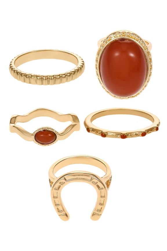 5-Piece Gold Western Ring Set