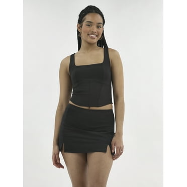 No Boundaries Active Square Neck Top and Skort Set, 2-Piece, Women's