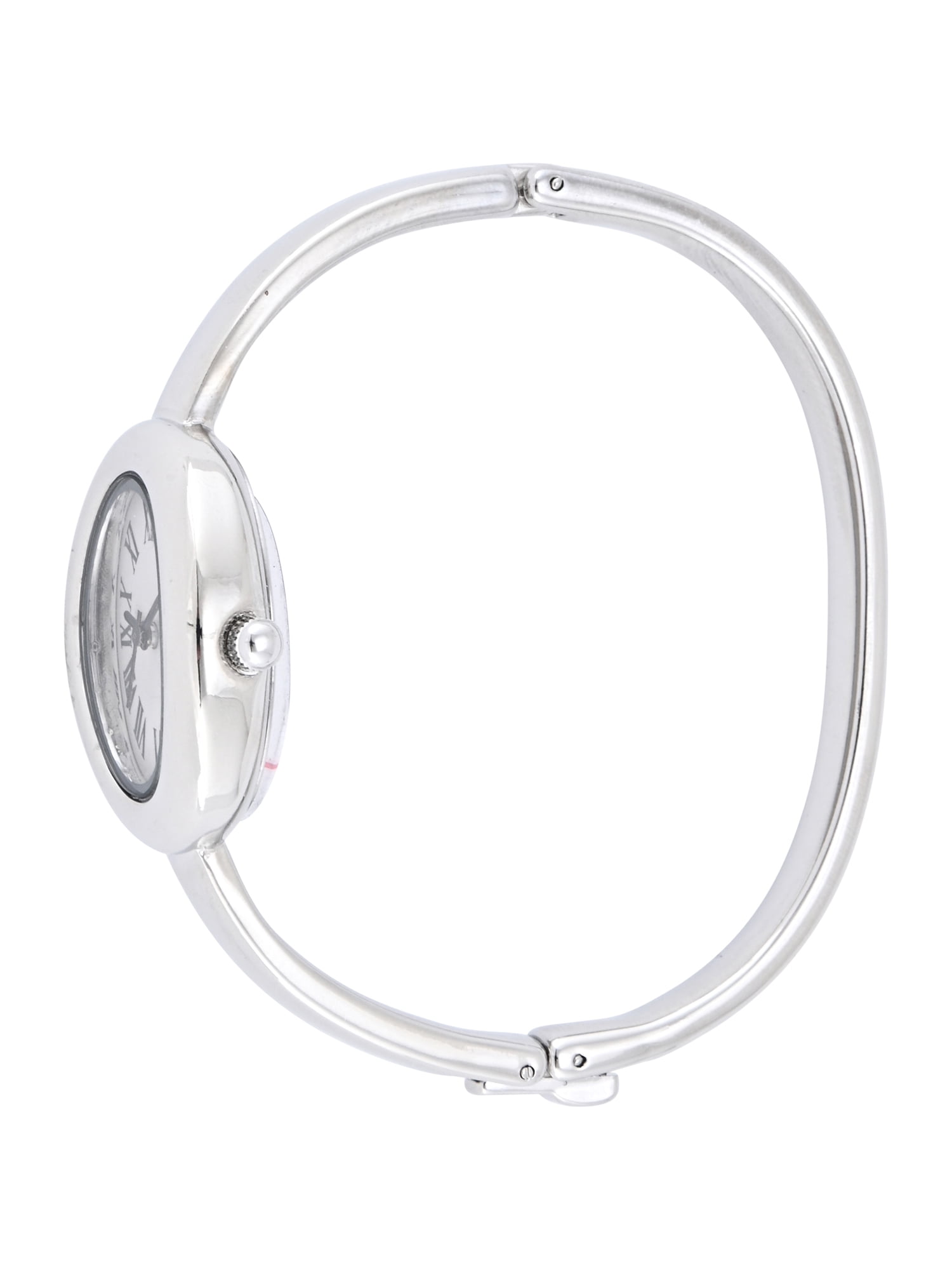 No Boundaries Adult Female Silvertone Oval Case Watch with Bangle Bracelet.