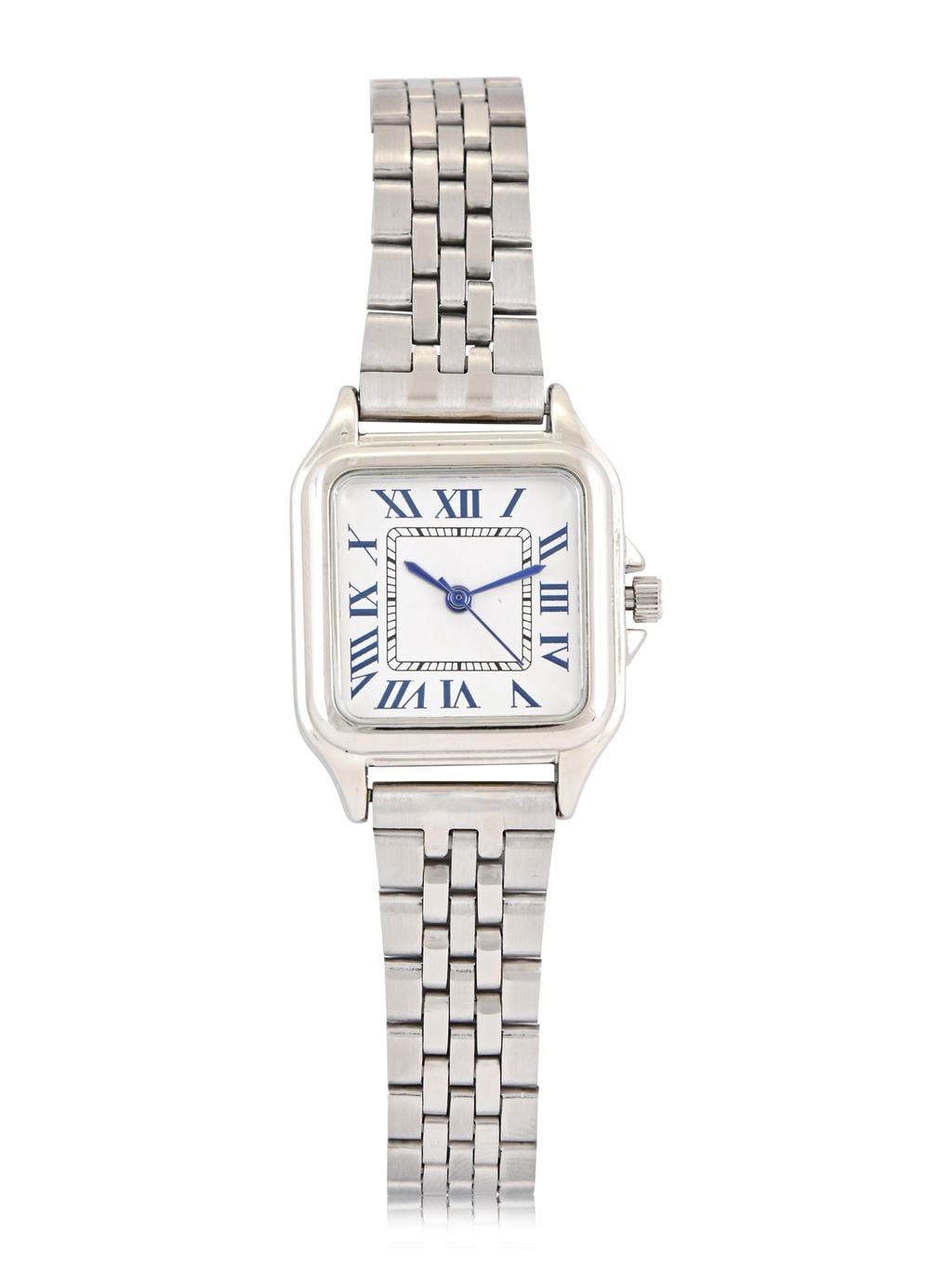 No Boundaries Adult Female Silvertone Square Case Watch with Matching Link Bracelet.
