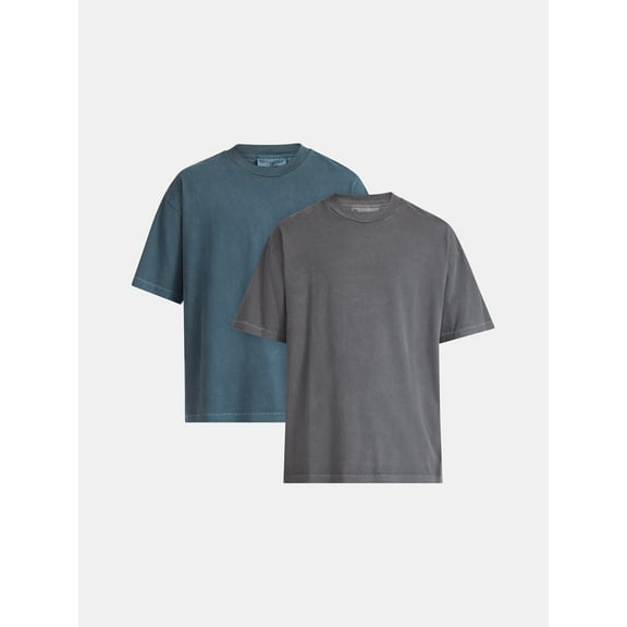 No Boundaries All Gender Cotton Oversized Tee, 2-Pack, Men's & Big Men's Sizes XS-5XL