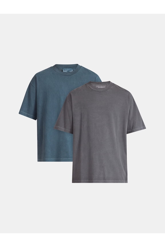 All Gender Cotton Oversized Tee, 2-Pack, Men's & Big Men's Sizes XS-5XL