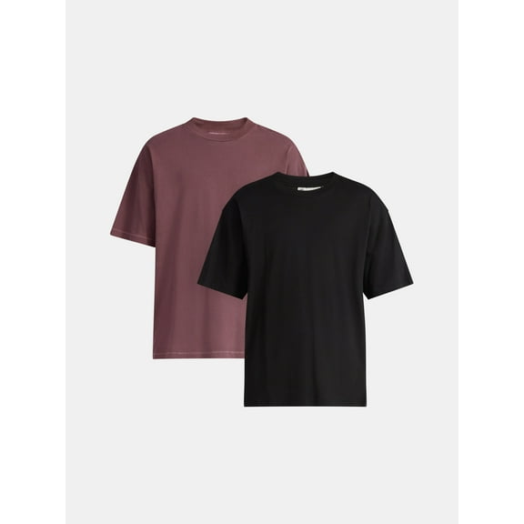 No Boundaries All Gender Cotton Oversized Tee, 2-Pack, Men's & Big Men's Sizes XS-5XL