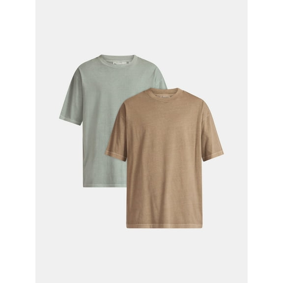 No Boundaries All Gender Cotton Oversized Tee, 2-Pack, Men's & Big Men's Sizes XS-5XL