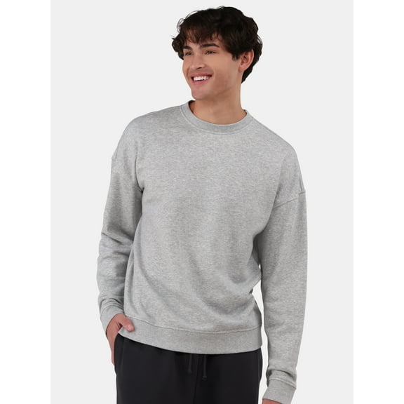 No Boundaries All Gender Fleece Crewneck Sweatshirt with Long Sleeves, Men's and Big Men’s
